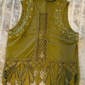 Elegant Olive Lace-Up Tank Top